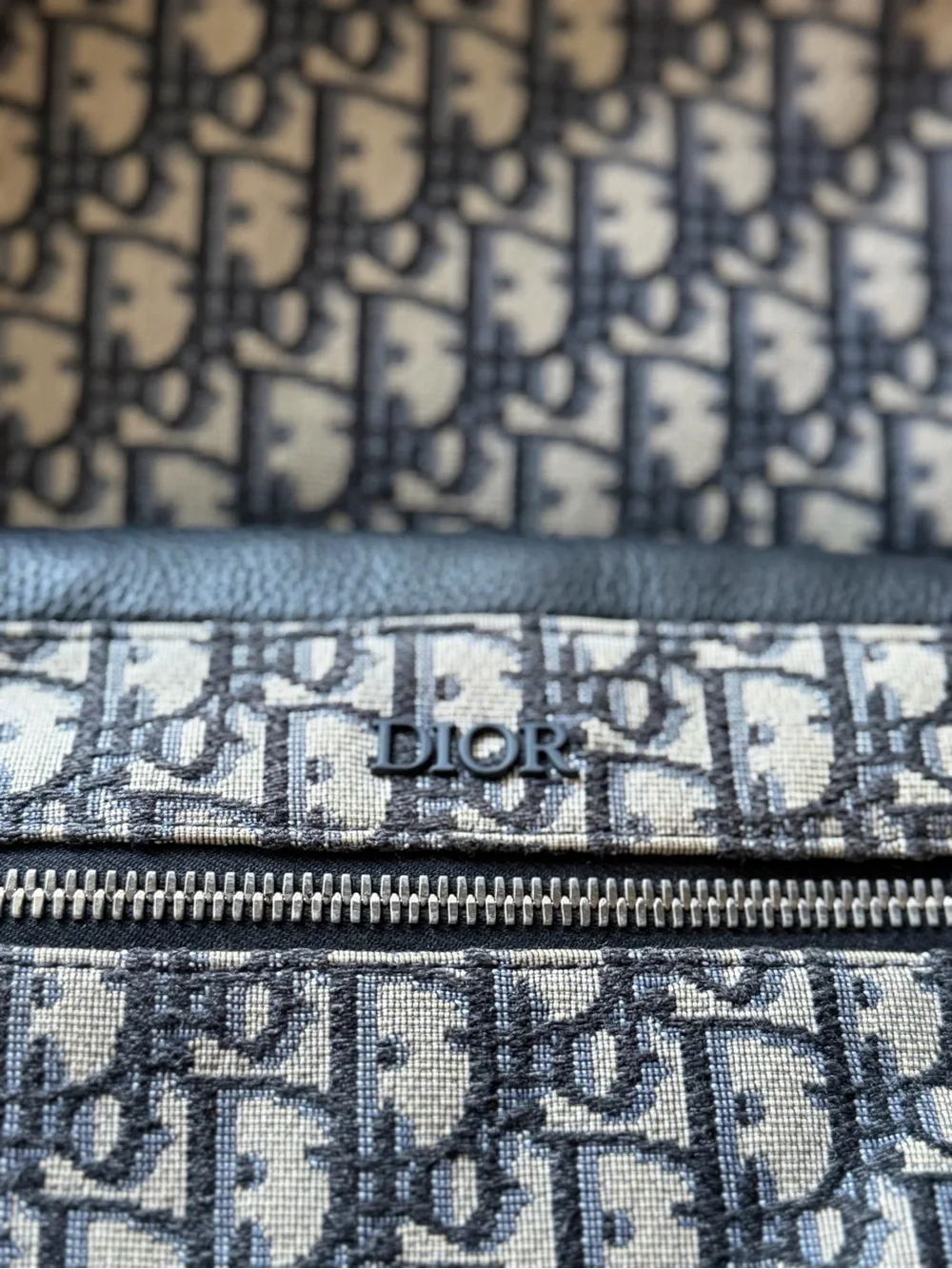Dior Men's Navy Blue & Beige Oblique Canvas Backpack